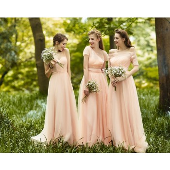 European style pink bridesmaid dress