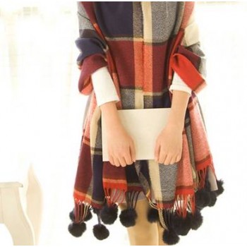 Fashion cotton & wool plaid warm super long scarf