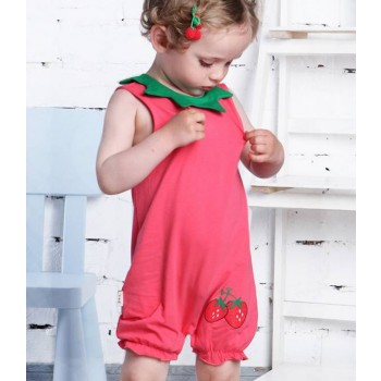 Female baby strawberry sleeveless jumpsuits