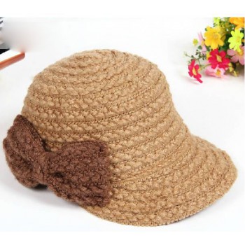 Female elegant bow winter warm wool fashion hat
