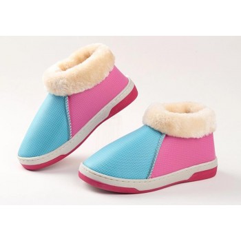 Fight color hight cut plush slippers