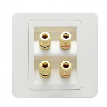 Four Column Audio Lines Plug Wall Plate White