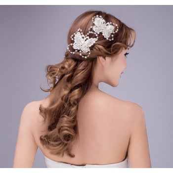Handmade butterfly pearl hair accessories
