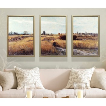 Harvest three-panels oil painting