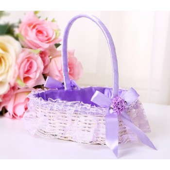 Heart-shaped lace Flower Girl Baskets