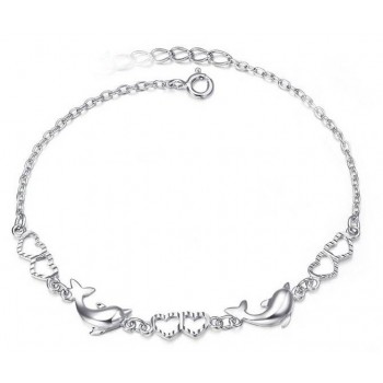Heart + dolphin pendant in sterling silver