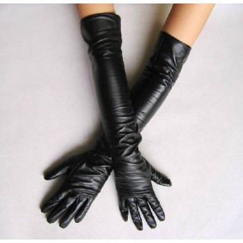 High-grade ladies classic leather sheepskin long gloves 40cm