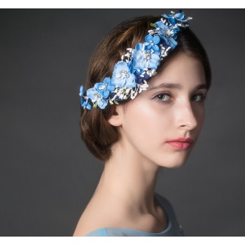 Honeymoon bride blue flowers hair accessories
