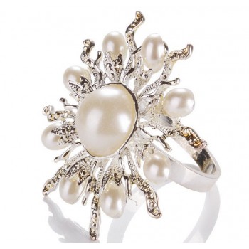 Imitation pearls alloy napkins ring