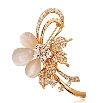 Lily opal crystal brooch