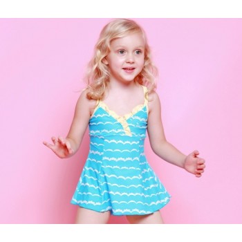 Little girl waves one-piece swimwear