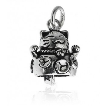 Lovely plutus cat small bell pendant