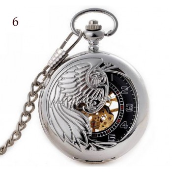 men retro hollow necklace automatic mechanical watch