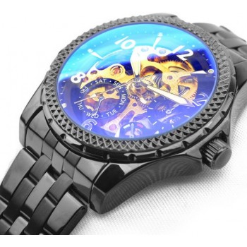 Men's all-black automatic mechanical watch