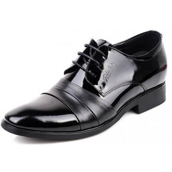 Men's Black increased inside lacing leather shoes