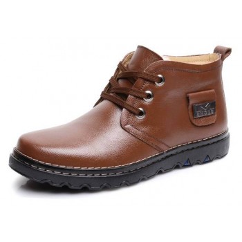 Men's sheepskin wool lacing leather shoes