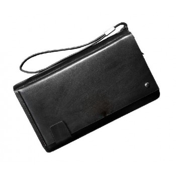 Men soft leather zipper high-capacity wrist package