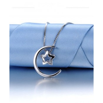 Moon and star Sterling Silver necklace