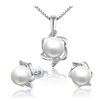 Natural pearl 925 sterling silver necklace set 