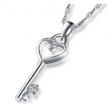 Open Heart key pendant in sterling silver