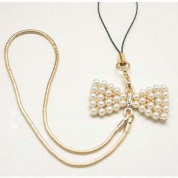 Pearl bow Cell phone lanyard