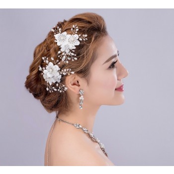 Pearl flowers bridal hair clips hair accessories