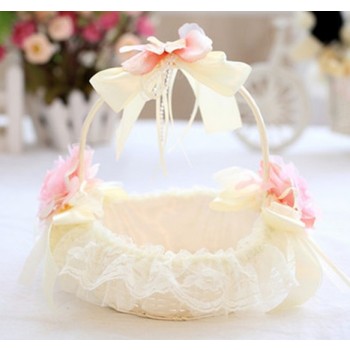 Pink flowers wedding flower girl baskets