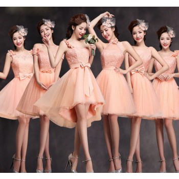 Pink short style bridesmaid dresses 