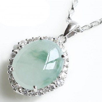 Precious natural jade pure silver pendant
