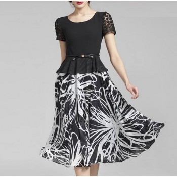 Printing summer chiffon lace dress