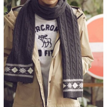 Pure color autumn & winter wool long men's scarf 