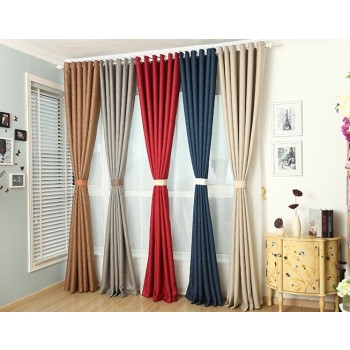 Pure color minimalist linen curtains