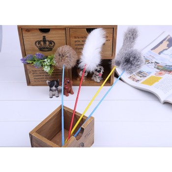 Rabbit hair cat toy stick