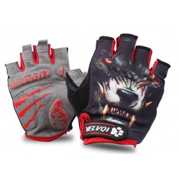Red Wolf half finger cycling gloves