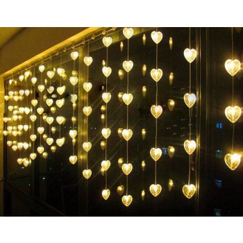 Romantic hearts curtains 80 LED holiday lights
