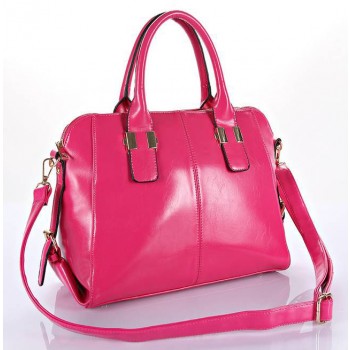 Rose red high-end PU leather women's bag