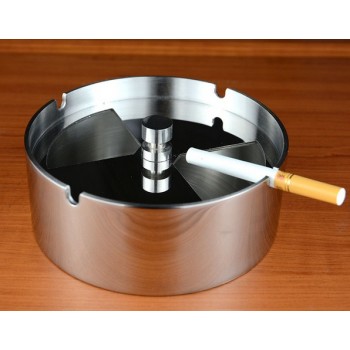Rotary stainless steel round ashtray