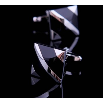 Sign black agate - French cufflinks sleeve shirt cuff button black
