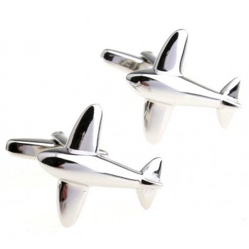Silver streamlined planes cufflinks