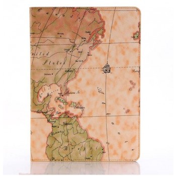 Slim map pattern leather case with stand for ipad air