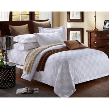 small checks cotton satin 4pcs bedding sheet set for hotel