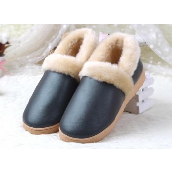 Solid color hight cut plush slippers
