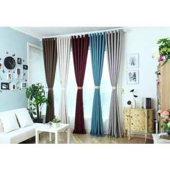 Solid color minimalist linen curtains