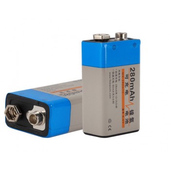 Square 9V rechargeable battery 280mAh battery