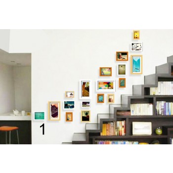 Stairs style wooden photo frames set