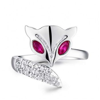 Sterling silver charming fire fox ring