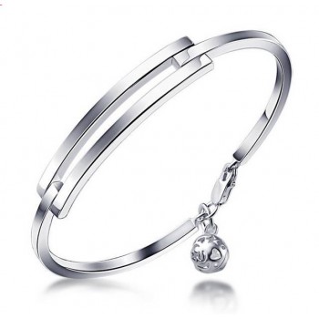 Sterling silver concise lucky bead bracelet