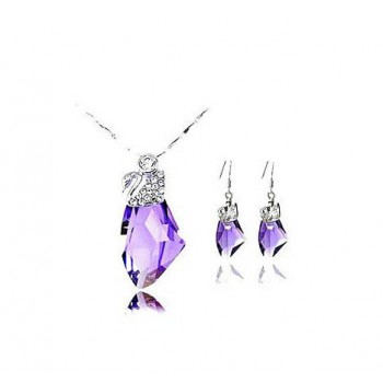 Sterling silver crystal swan jewelry sets