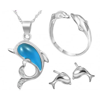 Sterling silver dolphin jewelry sets