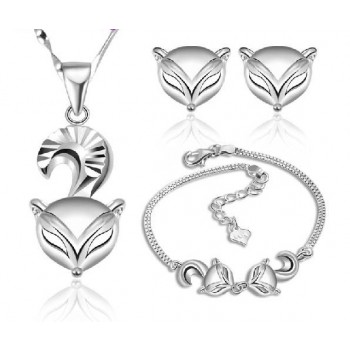 Sterling silver fox jewelry sets